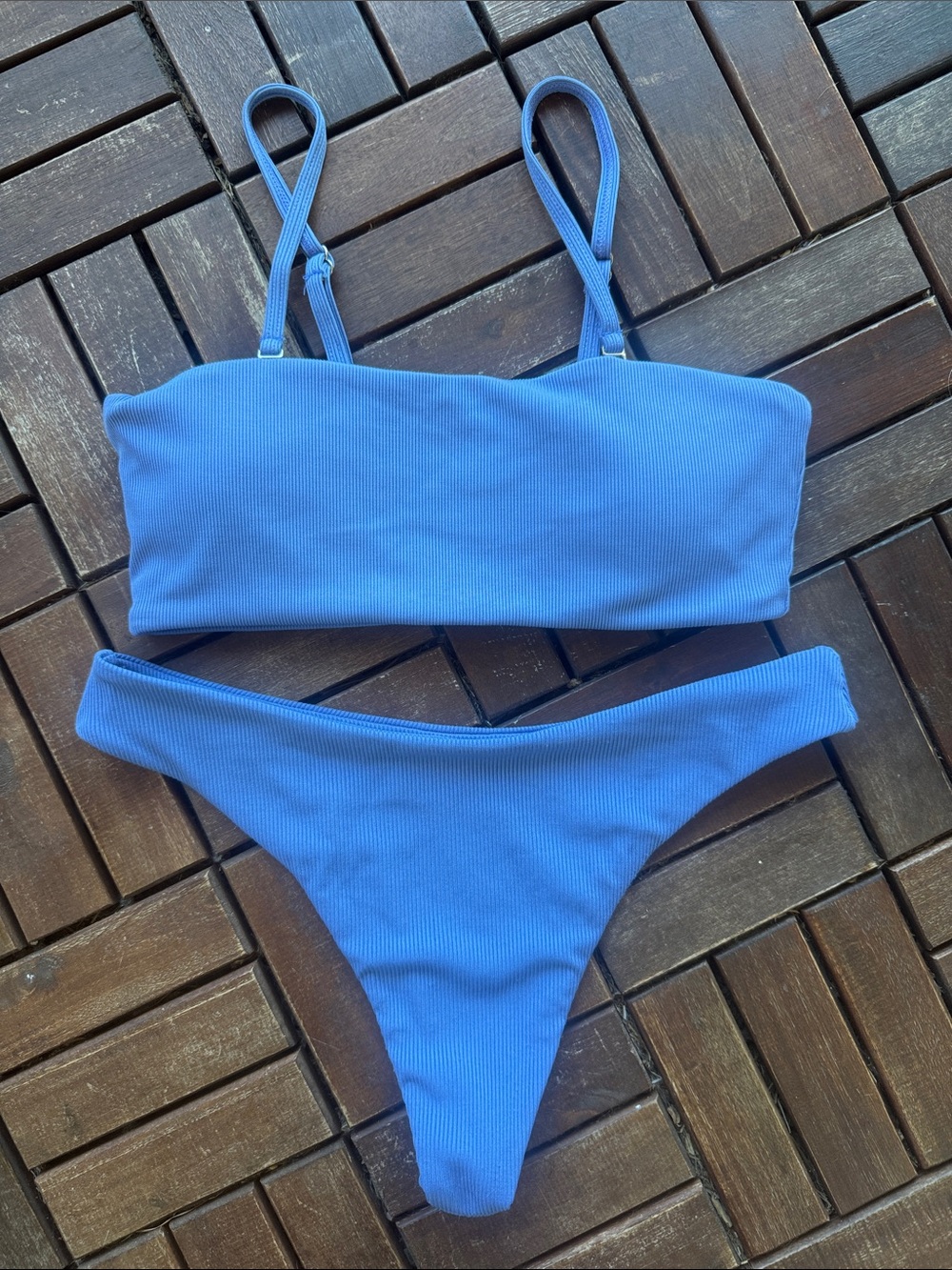 ✨Like New✨ Zaful Blue Ribbed Bikini Set - Two Piece Swimwear